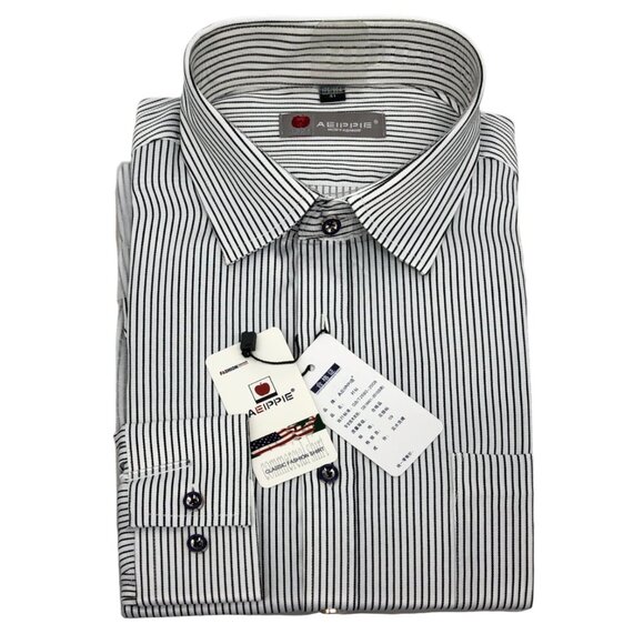 NWT Aeippie White & Blue Striped Long Sleeve Button Up Dress Shirt size 41 - Picture 1 of 10